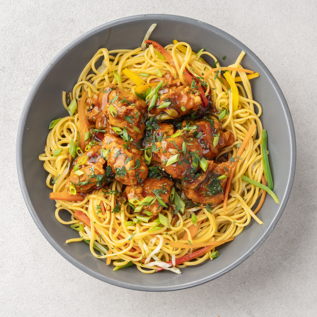 Chicken Manchurian With Veggie Noodles